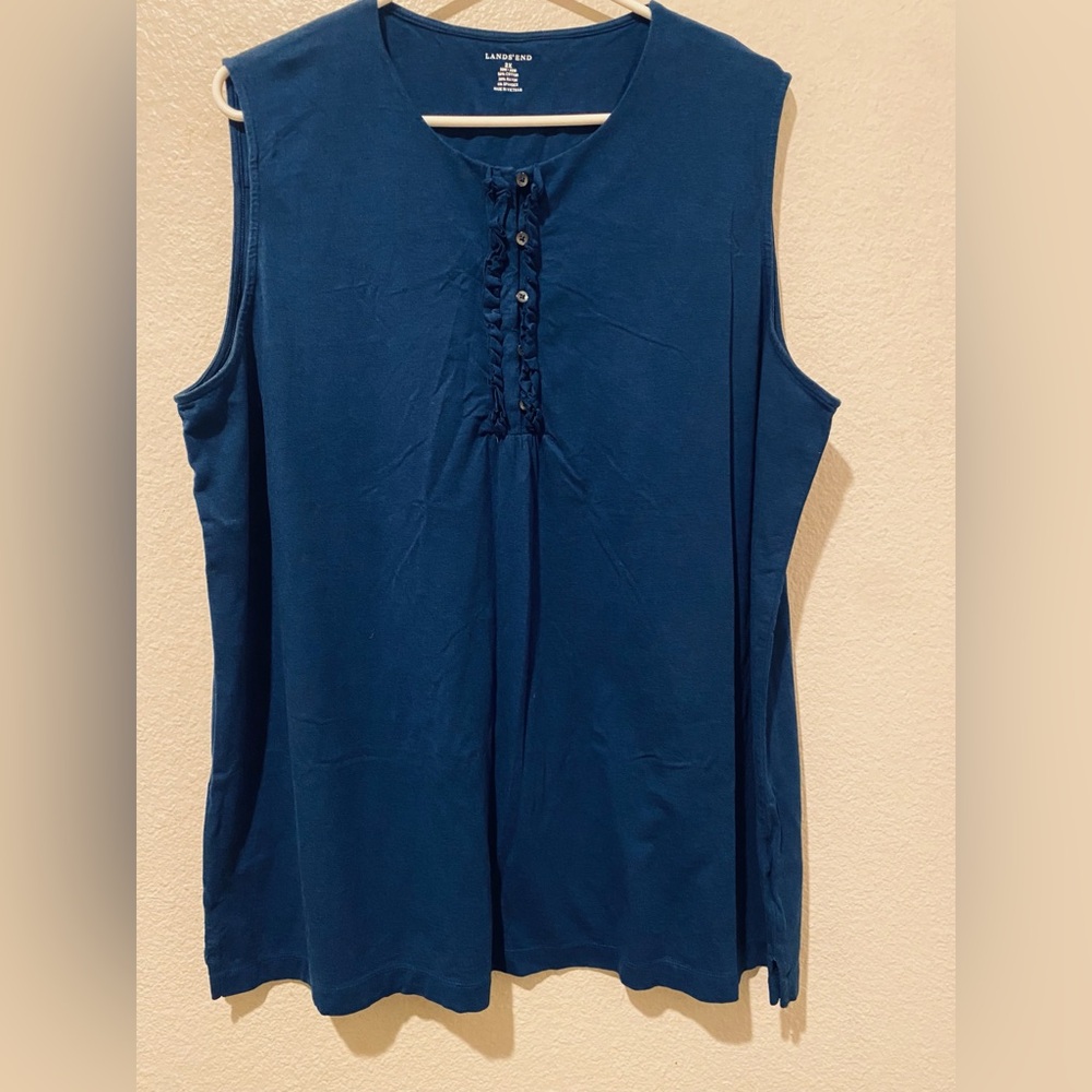 Lands' End Sleeveless Navy Blouse